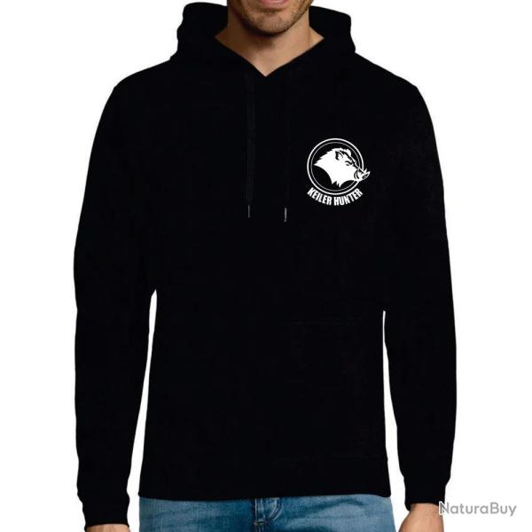 Sweat Keiler Hunter noir capuche coton logo 2