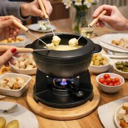 Service &agrave; fondue noir mat CLASSIC avec caquelon r&eacute;chaud fourchettes