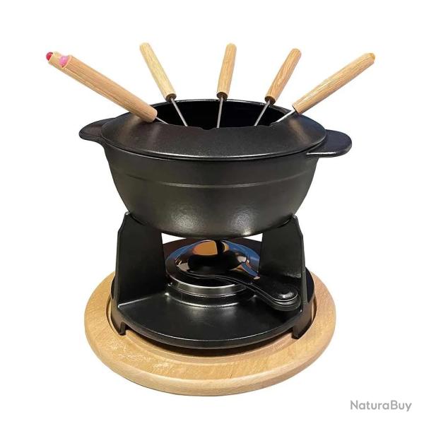 Service  fondue noir mat CLASSIC avec caquelon rchaud fourchettes