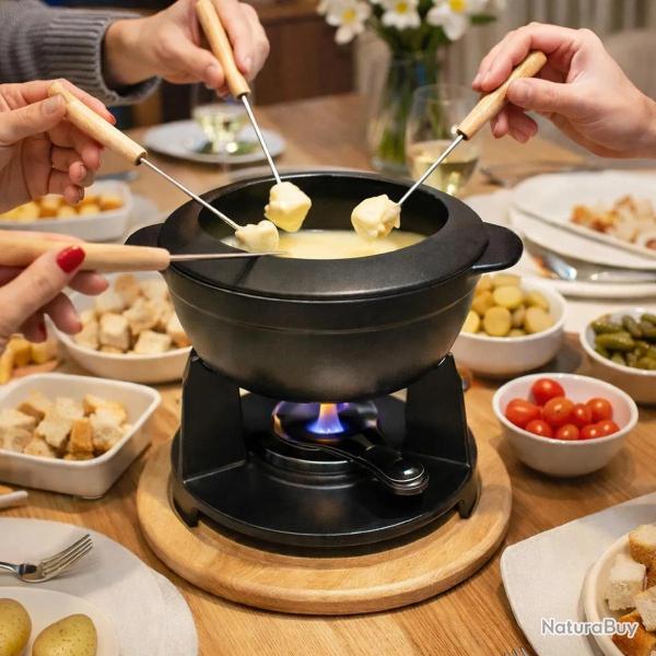 Service � fondue noir mat CLASSIC avec caquelon r�chaud fourchettes