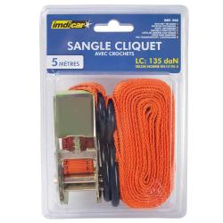 Sangle &agrave; cliquet 5m avec crochets en S - Arrimage s&eacute;curis&eacute;