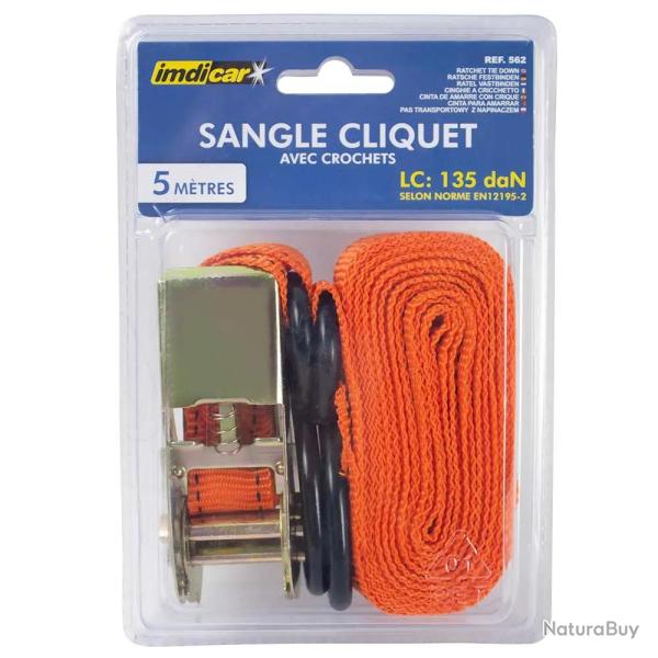Sangle � cliquet 5m avec crochets en S - Arrimage s�curis�