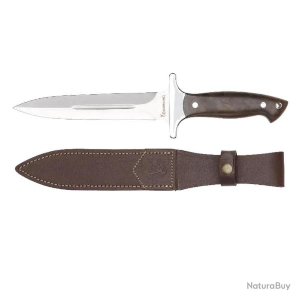 Dague Acier Inox 440A Lame 16cm Manche Noyer �tui Cuir