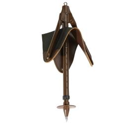 Si&egrave;ge de battue tr&eacute;pied r&eacute;glable avec assise cuir brun