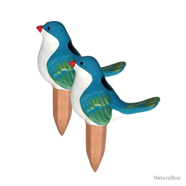 Piquets arroseurs oiseaux terre cuite 120ml 16x10x7,5cm - Lot de 2