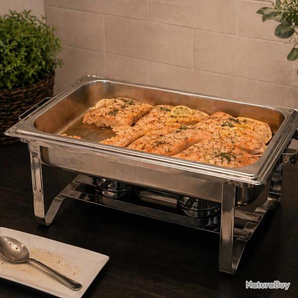 Chafing Dish Inox Bain-Marie 60x36x32cm Buffet Couvercle