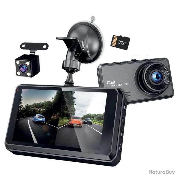 Dashcam avant/arri�re HD + carte microSD 32Go incluse