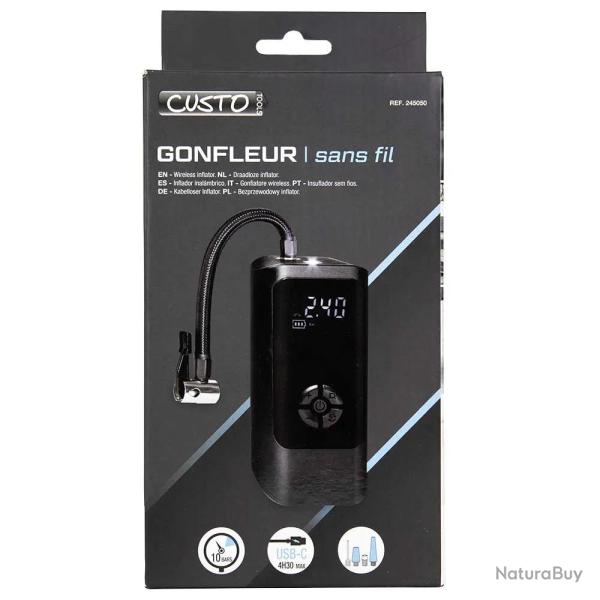 Gonfleur lectrique sans fil 10 bar 20L/min USB auto moto vlo