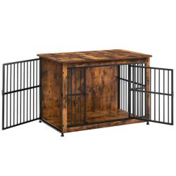 Meuble cage pour chien table d'appoint niche moderne pour chiens jusqu'&agrave; 32 kg cage solide pour chi