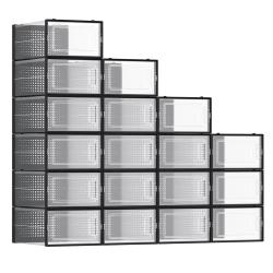 Bo&icirc;tes &agrave; chaussures lot de 18 rangement chaussures pliable pour pointure jusqu'&agrave; 44 transparent et