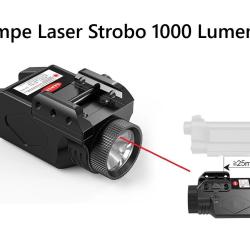 Lampe Laser Rouge sur batterie rechargeable 1000 Lumens Strobo