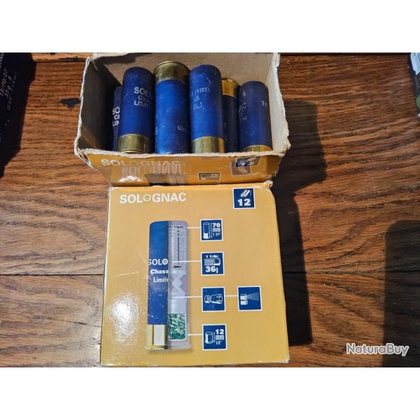 Lot de 48 cartouches cal 12 solognac pb4 bj 36g et 25 mary arme pb 8 32 g bg