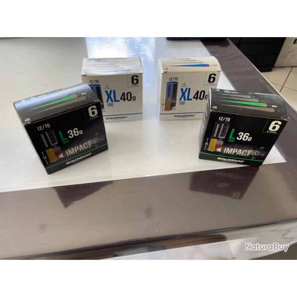 Cartouches chasse solognac XL100 40g et L900 36g en 12/70
