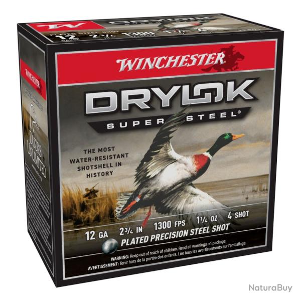 Cartouches Winchester Drylok Super Steel Magnum 35g BJ - Cal.12 x10 boites