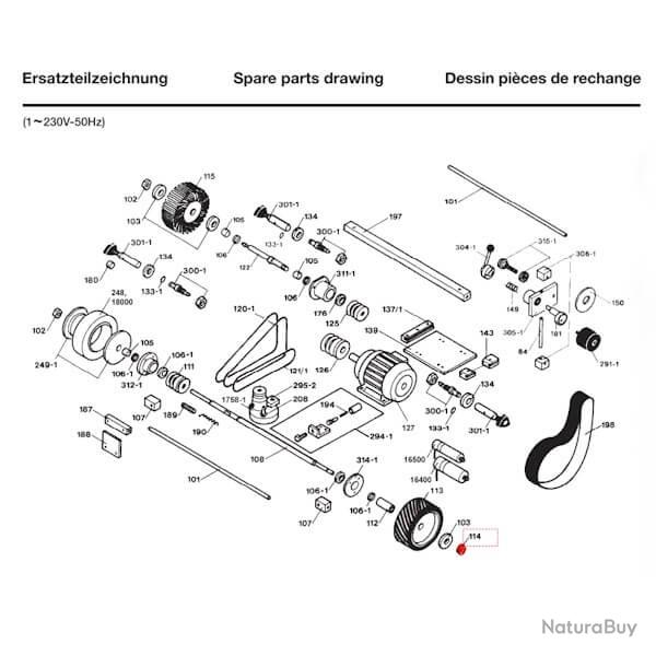 Pi�ce d�tach�e Dick - Ecrou gauche pour aff�teuse � bande Dick SM 160T