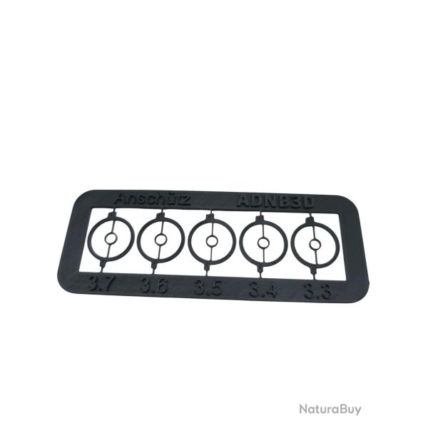 plaquette de 12 inserts pour guidon Ansch�tz anneau central de 3.3 � 3.7 mm