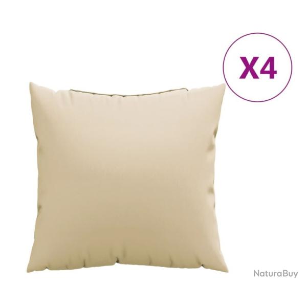 Coussins canap� lot de 4 beige 40x40 cm tissu polyester confort pratique int�rieur ext�rieur