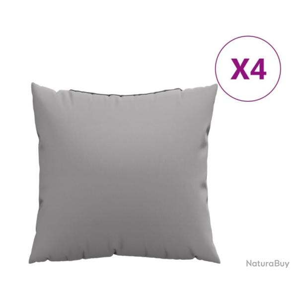 Coussins canap� lot de 4 gris 40x40 cm tissu polyester confort pratique int�rieur ext�rieur