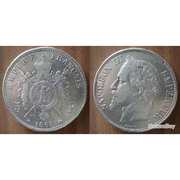 France 5 Francs 1868 A Atelier Paris Piece Argent Ecu Piece Frcs Frs Frc