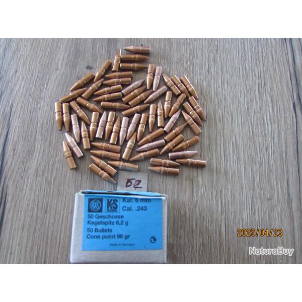 Ogives Kelgelspitz -KS de 96 grains calibre 6mm -243 winchester
