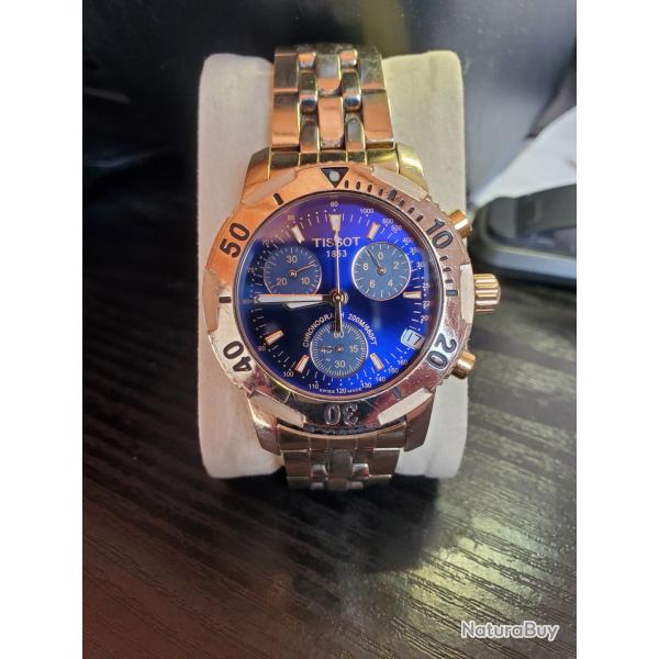 Montre Tissot PRS 200 chronographe �tanche 20ATM plaqu� or pile neuve fonctionne parfaitement .