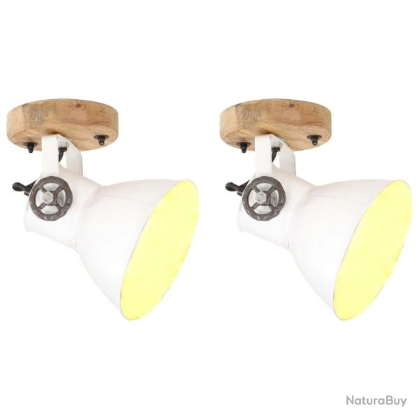 Lampe murale industrielle/de plafond 2 pcs Blanc 20x25 cm E27