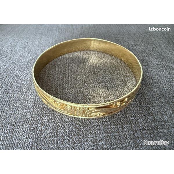 Lourd bracelet ancien en or 18 carats - Artisanal - 19 cm