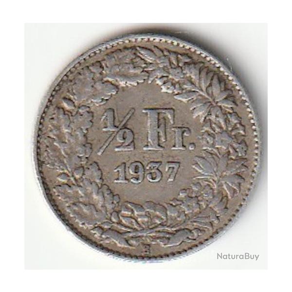 Pi�ce de Monnaie Suisse � franc Helvetia debout argent 1937