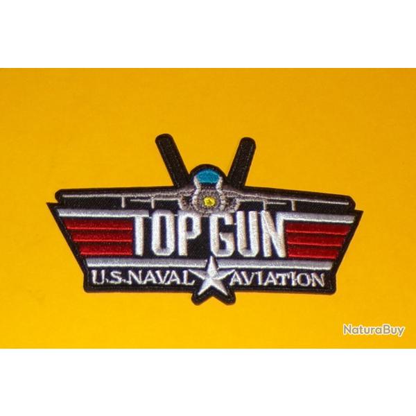 TISSU PATCH :� TOP GUN�U.S NAVAL AVIATION �, LONGUEUR�10�CM , BON ETAT VOIR PHOTO . POUR TOUT RENSEI
