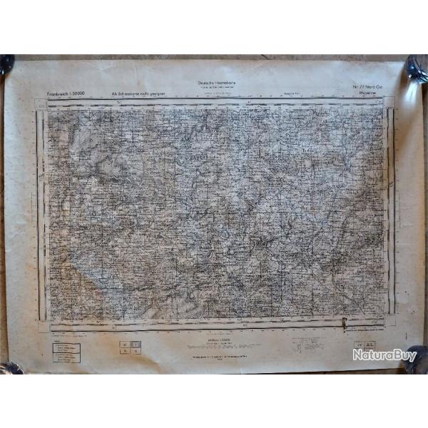 carte n�77 double Mayenne 1943 + Monistrol dimensions 80 x 60 cm
