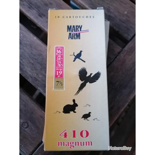 3 boites de Cartouches Mary Arm 410 Magnum pb 7 1/2 et pb 6 19grammes