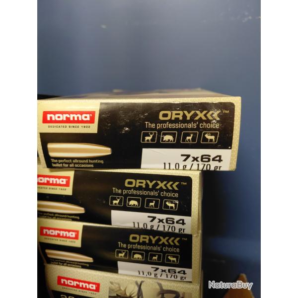 Munitions :7x64 11.0g/170gr  Norma Oryx