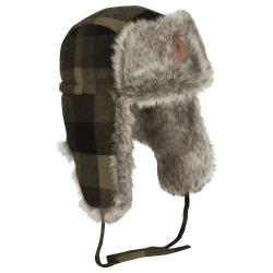 Bonnet Chapka Fourrure à Carreaux Vert et Noir Classique Pinewood  - M-L