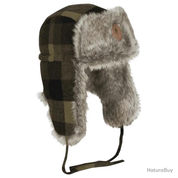 Bonnet Chapka Fourrure  Carreaux Vert et Noir Classique Pinewood  - XLXXL