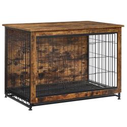 Cage pour chiens table d'appoint niche moderne pour chiens jusqu'&agrave; 32 kg cage pour chiots plateau a