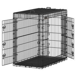 Cage pour chiens 2 portes pliable transportable avec poign&eacute;es et plateau format xl 91 x 56 x 64 cm