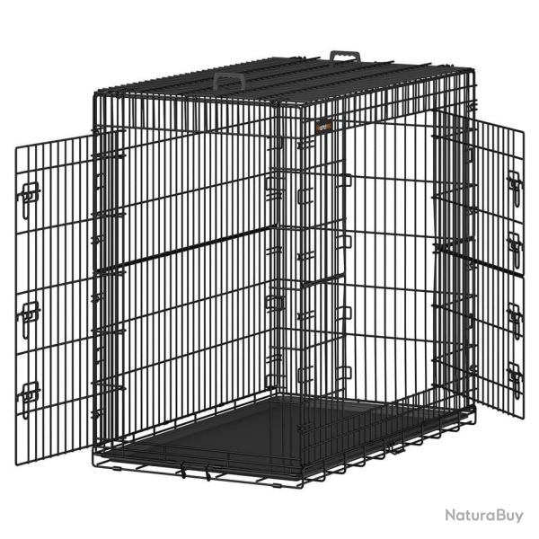 Cage pour chiens 2 portes pliable transportable avec poign�es et plateau format xl 91 x 56 x 64 cm