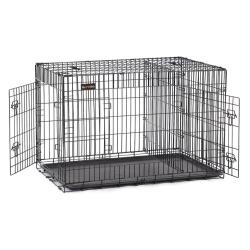 Cage pour chiens 2 portes pliable transportable avec poign&eacute;es et plateau format XXXL 122 x 76 x 81