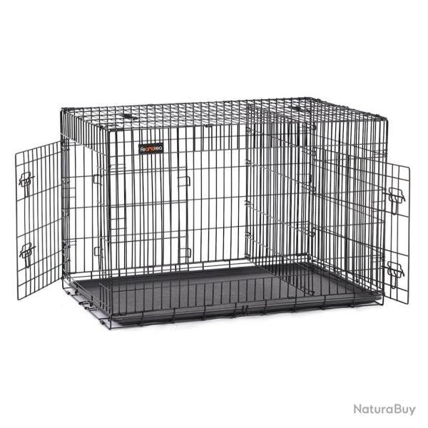 Cage pour chiens 2 portes pliable transportable avec poign�es et plateau format XXXL 122 x 76 x 81