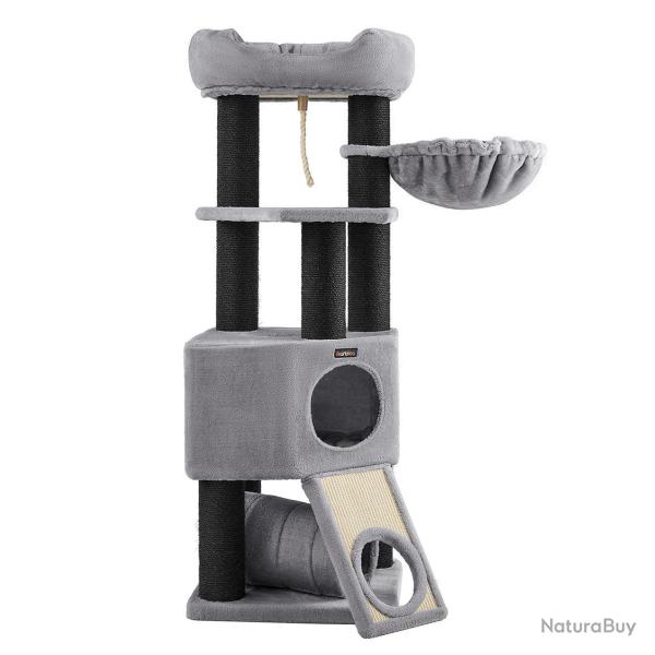 Arbre � chat 50 x 50 x 141 cm avec plate-forme d'observation hamac grande grotte tunnel troncs �pai