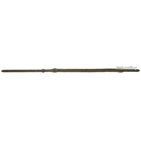 Bretelle en cuir marron tress� � boutons