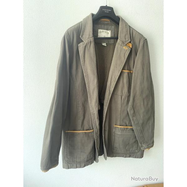 Veste chasse, promenade, p�che, ORVIS kaki cuir import USA T 50 Taille XXL � Tr�s bon �tat