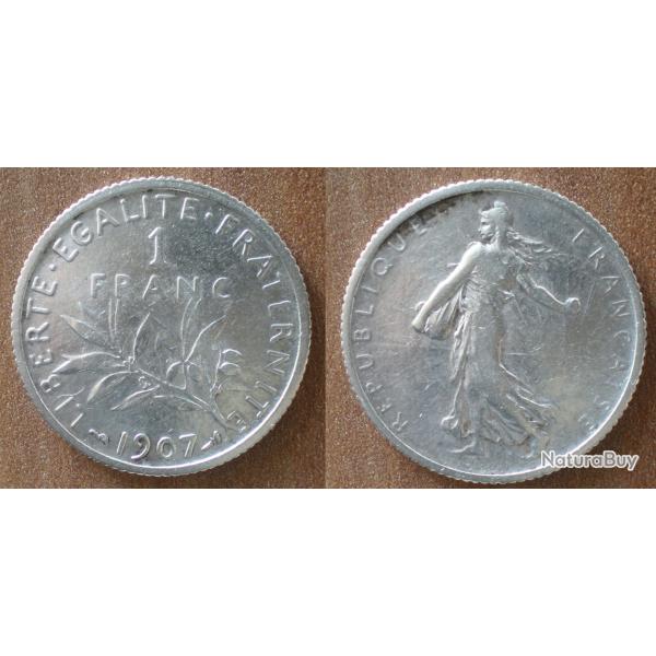 France 1 Franc 1907 Semeuse Argent Piece Francs Frs Frc Frcs