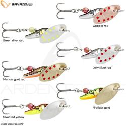 Cuiller tournante SAVAGE GEAR Sticklebait spinner 4.5g Minnow gold red