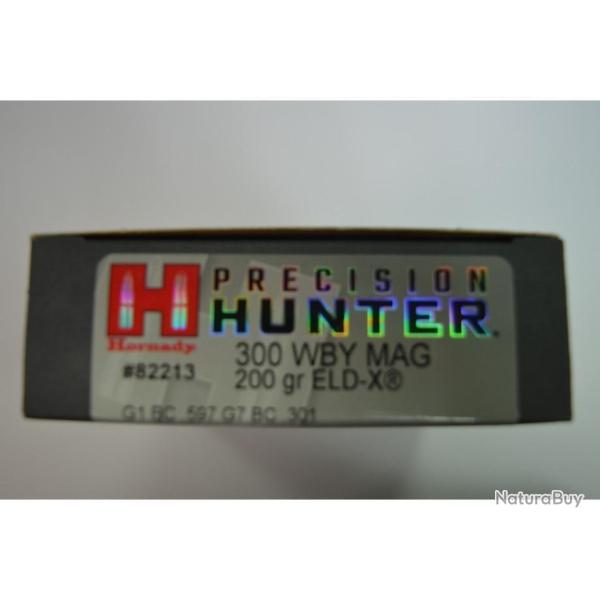 1 BOITE DE 20 MUNITIONS HORNADY CALIBRE 300 WEATHERBY MAGNUM PRECISION HUNTER 200GR  ELD-X  NEUF