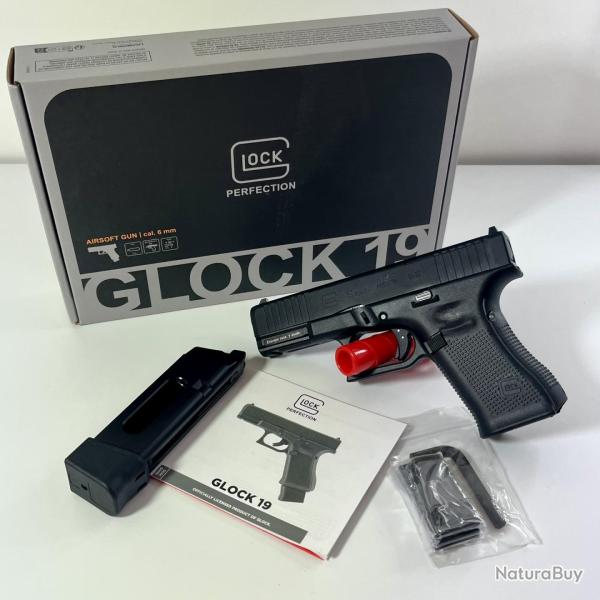 Pistolet Glock 19 Gen 5 MOS BBS 6mm CO2 1J Black + 4 interfaces