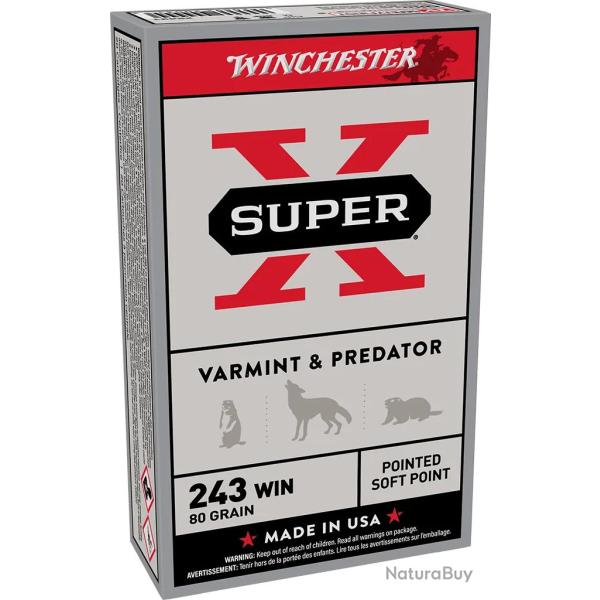 Balles Winchester 243 Win - Super-X JSP 80 gr