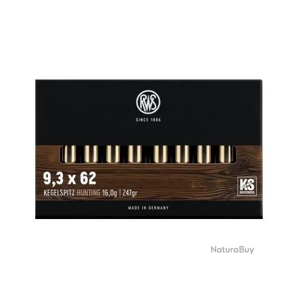 Balles RWS 9,3x62 - KS Pointe Conique 247 gr