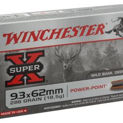 Balles Winchester 9,3x62 - Super-X Power Point 286 gr