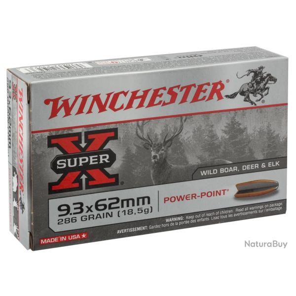 Balles Winchester 9,3x62 - Super-X Power Point 286 gr